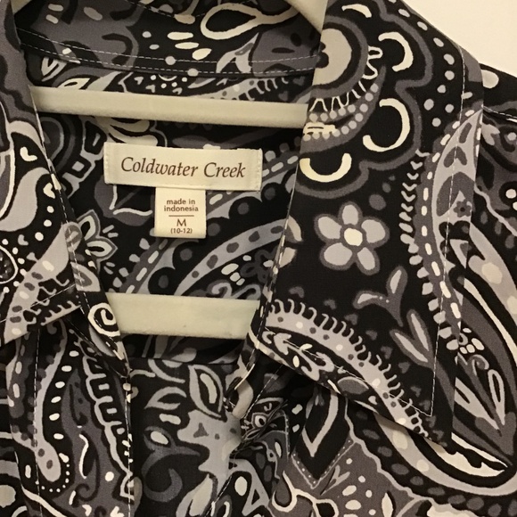 Coldwater Creek No-Iron Black Paisley Shirt - Size M - Picture 3 of 4